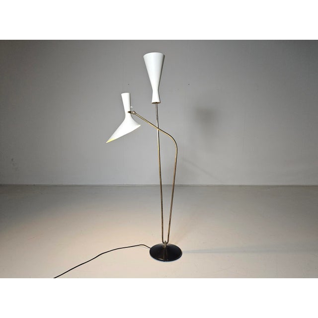 Black Floor Lamp in Brass by Carl Moor for Bag Turgi, 1950s For Sale - Image 8 of 8