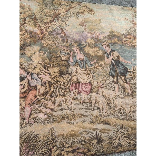 Beige Large Aubusson Style Jacquard Tapestry, 1960s For Sale - Image 8 of 18