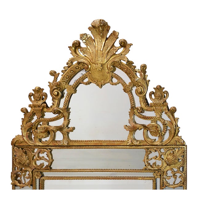 Hollywood Regency 18th Century Regency French Carved Giltwood Wall Mirror For Sale - Image 3 of 12