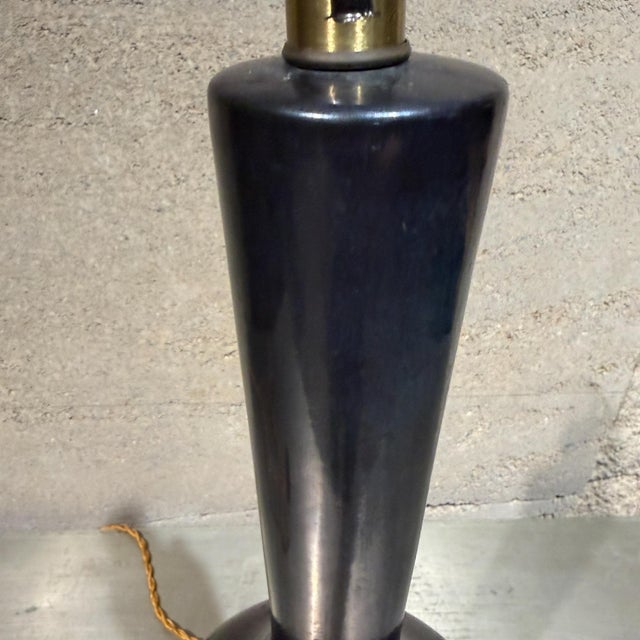 Mid-Century Modern Mid Century Modern Black Ceramic Table Lamp Teardrop Shape Eames Era For Sale - Image 3 of 11