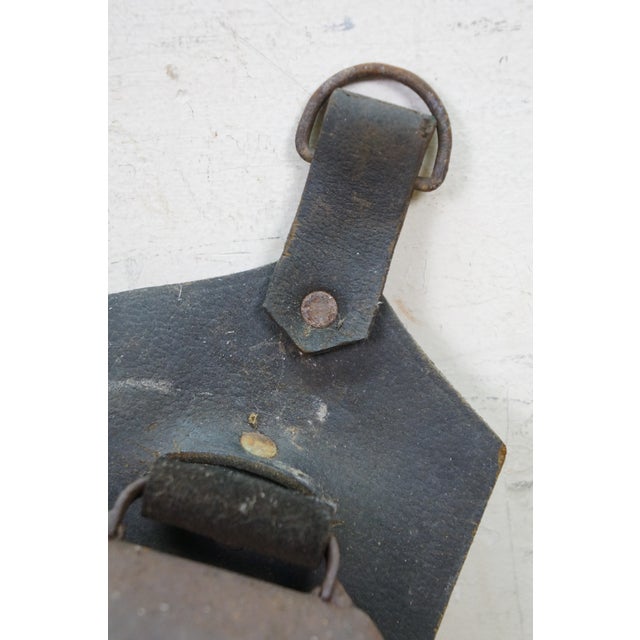 Antique Swiss Forged Iron Graduated Cow Sleigh Bells on Leather Strap 23" For Sale - Image 6 of 13