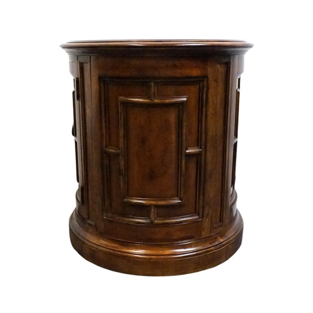 Bernhardt Furniture Solid Cherry Traditional Italian Inspired 28" Round Drum Storage End Table 327-216 For Sale - Image 9 of 13