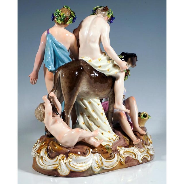 Bacchant Group with Drunken Silenus on Donkey by E. A. Leuteritz for Meissen, 1860 For Sale - Image 5 of 10