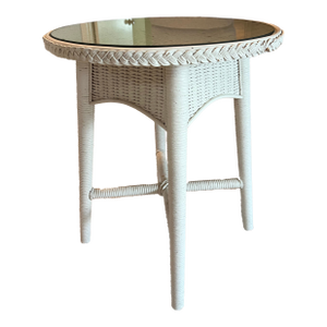 Vintage White Wicker Round Table