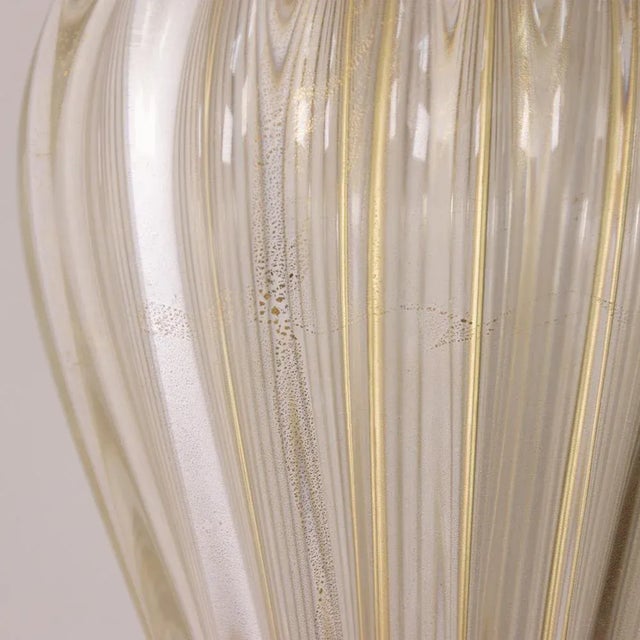 Beige Large Murano Blown Glass Table Lamps with Gold and Amber Color with Lampshade For Sale - Image 8 of 12