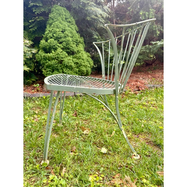 1950s Woodard Pinecrest Wrought Iron Patio Dining Chairs - Set of 4, Attrbiuted For Sale In New York - Image 6 of 11