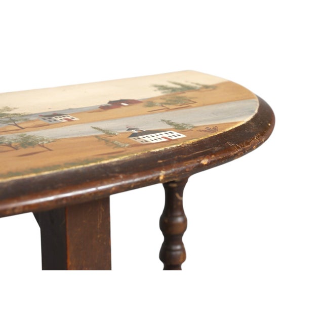 Rufus Porter Style Folk Art Demilune Side Table For Sale - Image 4 of 9