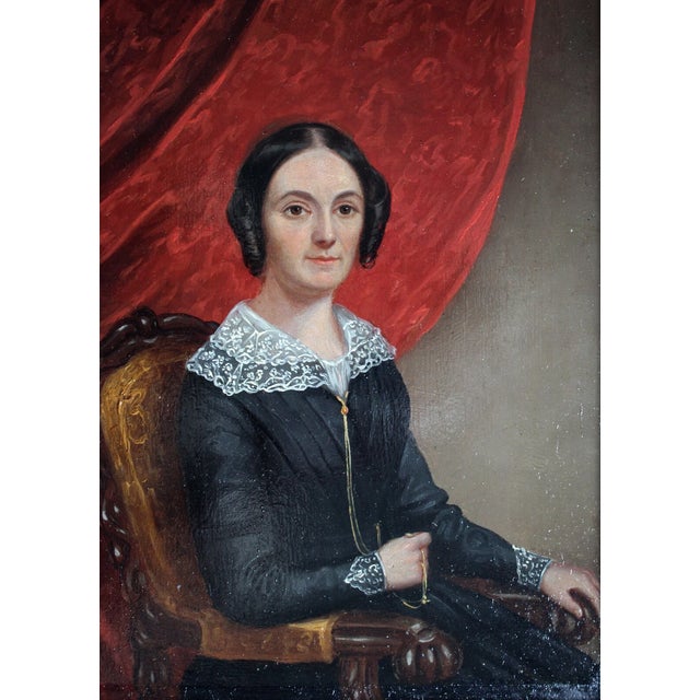 Black Biedermeier Artist, Portrait of a Young Lady Seated, Oil on Canvas, 1840, Framed For Sale - Image 8 of 14