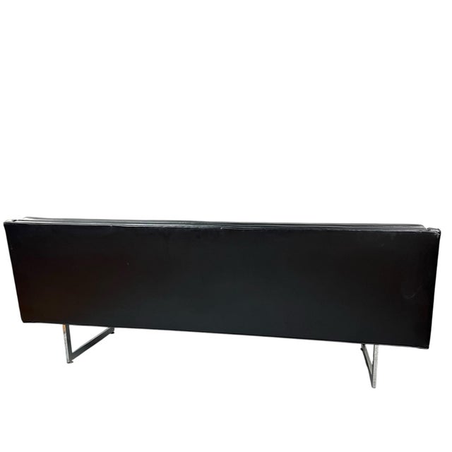 1970s Patrician Furniture Company Mid Century Chrome Sleigh Leg Tufted Sofa For Sale - Image 5 of 12