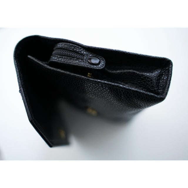 Christian Dior Black Caviar Leather Envelope Clutch, 1990s For Sale - Image 9 of 14