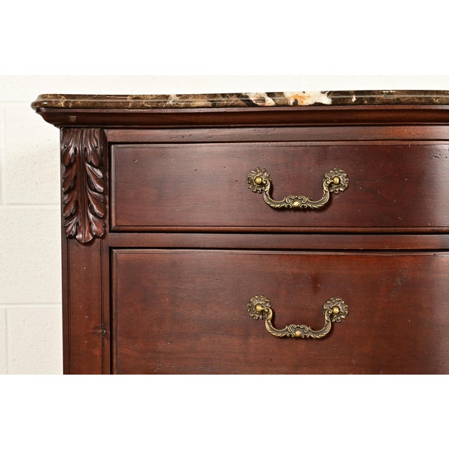 Thomasville French Louis Philippe Carved Mahogany Marble Top Triple Dresser or Credenza For Sale - Image 9 of 14