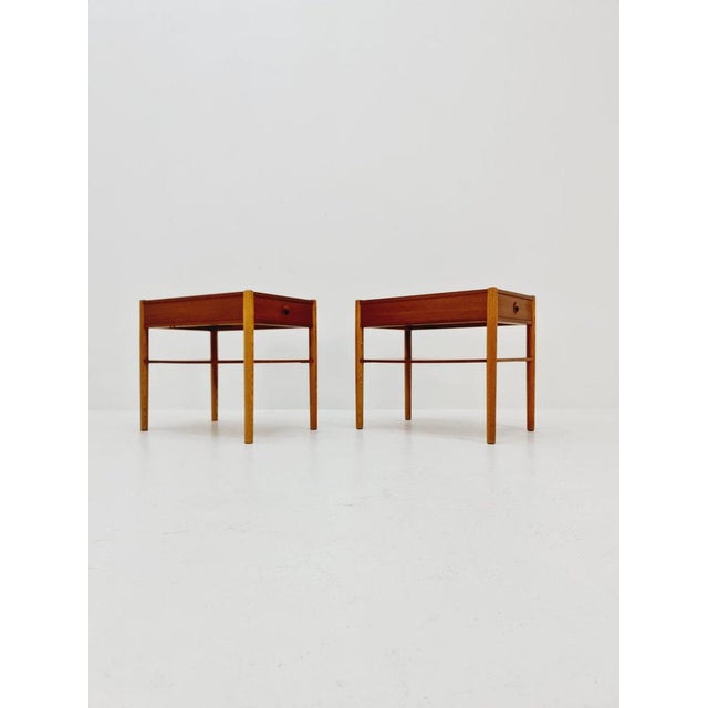 Wood Mid-Century Danish Teak and Oak Bedside Tables, 1960s, Set of 2 For Sale - Image 7 of 12