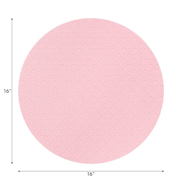 Contemporary Solid Blossom Vegan Leather Round Cane Placemat, Set of 4 For Sale - Image 3 of 5