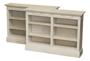 Vintage French Limed Oak Open Library Bookcases with Height-Adjustable Shelves, Set of 2
