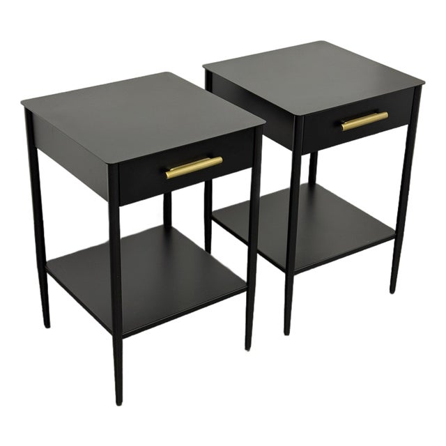 West Elm Metalwork Mini Nightstands, Pair For Sale