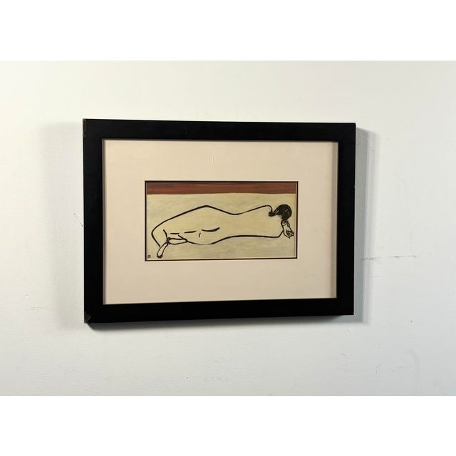 Cream Mid 20th Century Sanyu (Chang Yu) Style Reclining Nude – Framed Modernist Print For Sale - Image 8 of 12