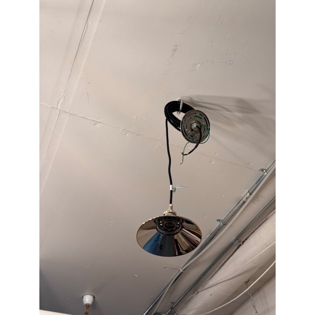 Metal Restoration Hardware 20th C. Factory Filament Metal Shade Pendant For Sale - Image 7 of 12
