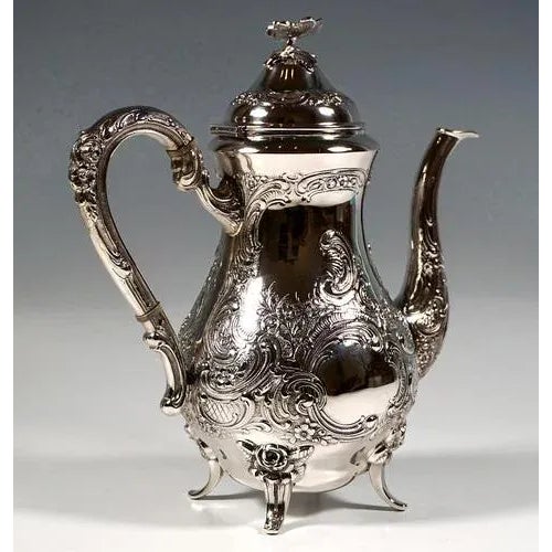 Art Nouveau Silver Coffee Pot with Rocaille Decoration, 1890s For Sale - Image 4 of 8