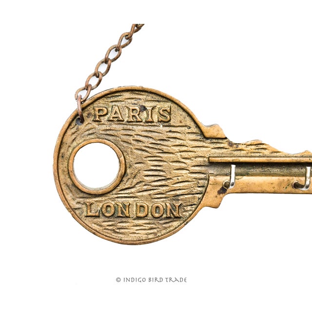 Vintage Brass Paris and London Hanging Key Shaped Key Holder Rack This key holder is made from solid brass in shape of a...