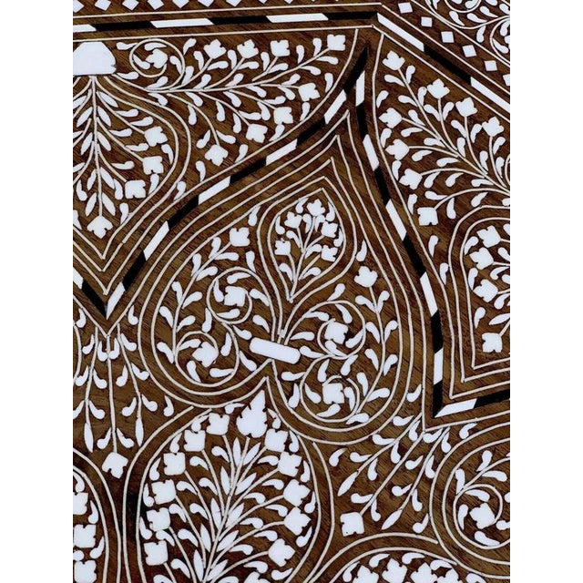 Indian Rosewood Octagonal Side Table with Floral Inlay For Sale - Image 4 of 5