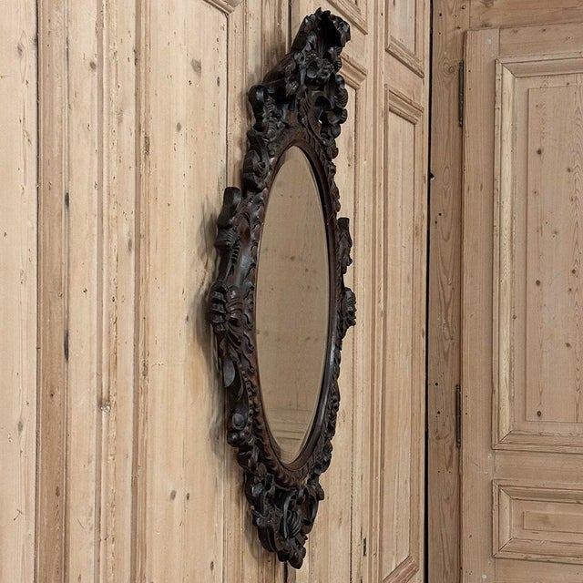 Late 19th to Early 20th Century Renaissance Revival Hand-Carved Beveled Mirror For Sale - Image 13 of 14
