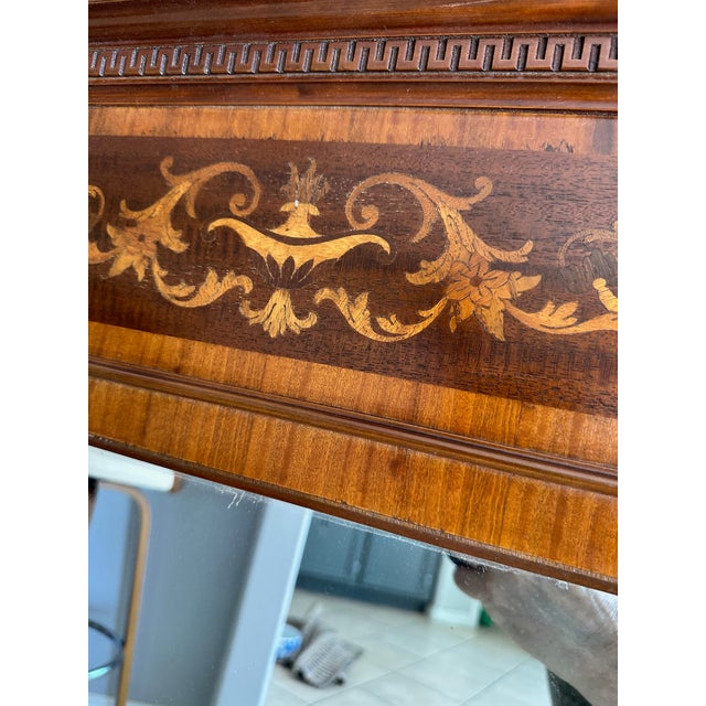 Rectangle Federal or Empire-Style Satinwood Marquetry Wall Mirror For Sale - Image 14 of 16