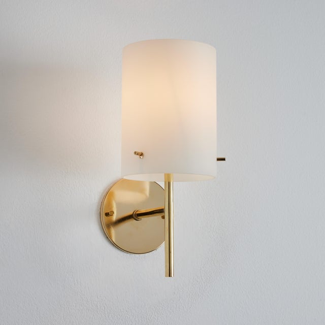 1950s Tito Agnoli Brass & Glass Cylindrical Wall Lamp for O-Luce For Sale - Image 9 of 13