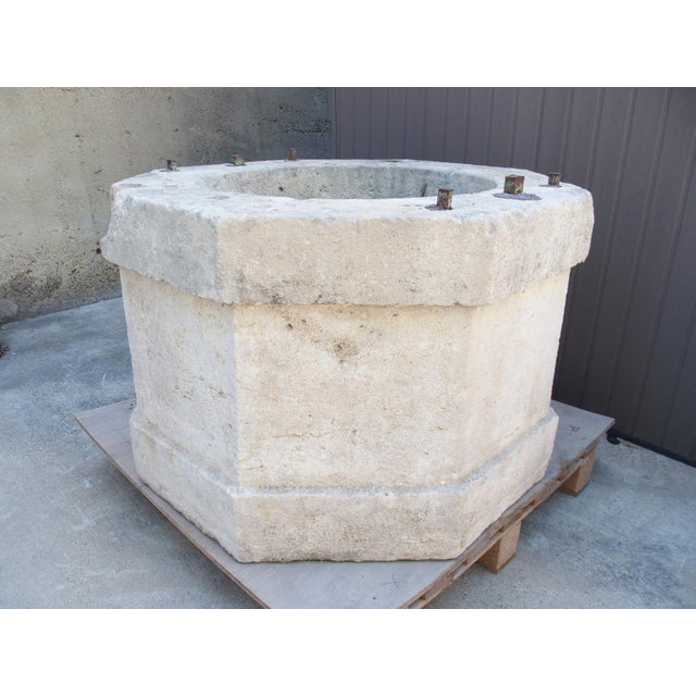Large 19th Century French Burgundy Limestone Well Head Finished “A La Boucharde” For Sale - Image 10 of 17