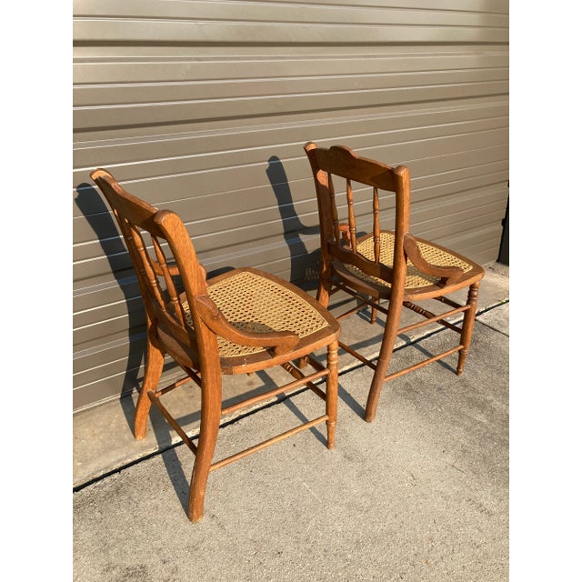 Traditional Late 19th Century Antique Maple Side Chairs With Caned Seats - a Pair For Sale - Image 3 of 7
