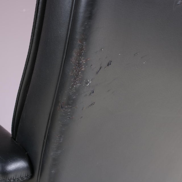 Vintage Italian Black Leather Desk Chair from Poltrona Frau, 2000s For Sale - Image 12 of 13