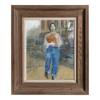 Raphael Soyer, Woman on Street, Oil Painting For Sale