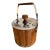 Vintage Kromex Faux Woodgrain Ice Bucket, Mid-Century Modern Barware For Sale
