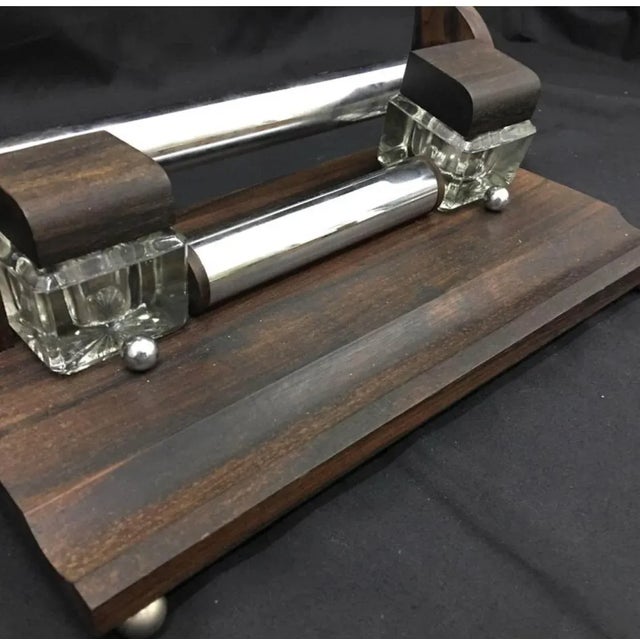 1930s 1930s French Art Deco Wood and Steel Desk Set For Sale - Image 5 of 6