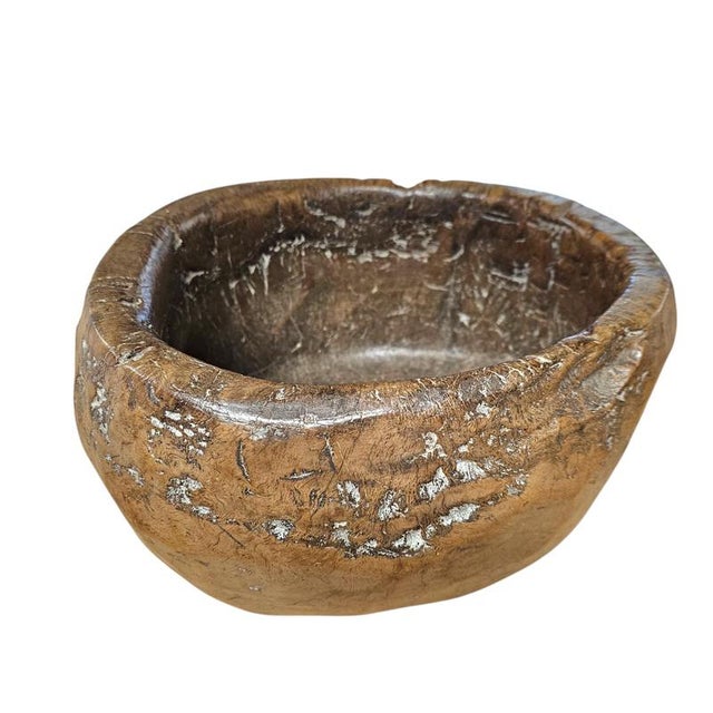Hand-Hewn Carved Wooden Burl Bowl For Sale - Image 6 of 18