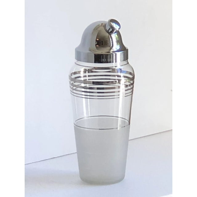 Mid 20th Century Mid-Century Modern Silver-Banded Glass Cocktail Shaker For Sale - Image 11 of 13