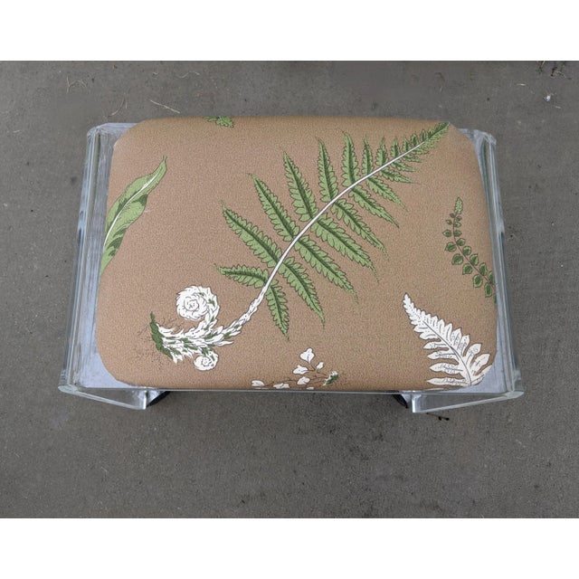 Textile The House of Scalamandr�� Elsie De Wolfe Vintage Lucite Vanity Stool Bench For Sale - Image 7 of 12