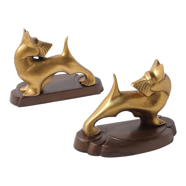 Art Deco Gilt Scottish Terrier Bookends Signed Frankart For Sale