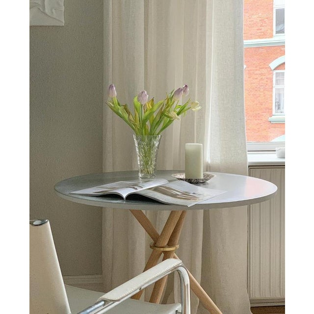 Metal Aldric Light Concrete Top and Light Oak Legs Café Table by Eberhart Furniture For Sale - Image 7 of 13