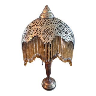 Antique Moorish Moroccan Pierced Brass Table Lamp For Sale