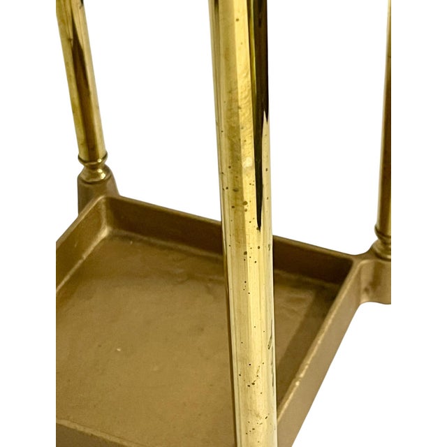 Metal Vintage Traditional English Country House Style Brass Umbrella or Stick Stand For Sale - Image 7 of 16