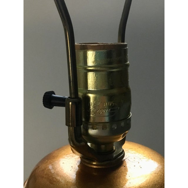 Wood Late 20th Century Gold & Jewel Tone Scrollwork Ginger Jar Table Lamp For Sale - Image 7 of 13