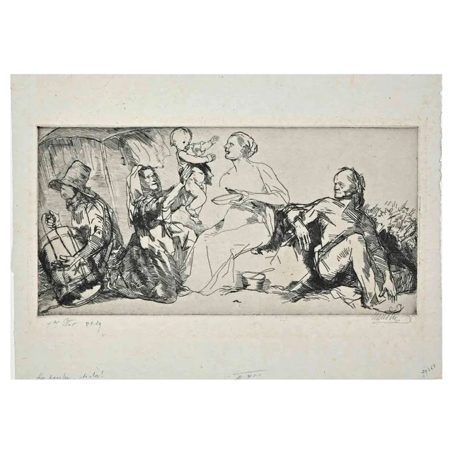 Bernard Naudin, La Soupe, Etching, Early 20th Century For Sale