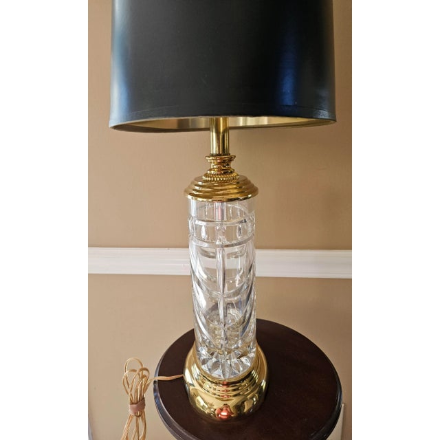 Waterford Overture Table Lamp in Cut Crystal and Brass For Sale In Indianapolis - Image 6 of 11