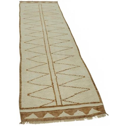 Textile Beige Bohemian Runner Rug For Sale - Image 7 of 7