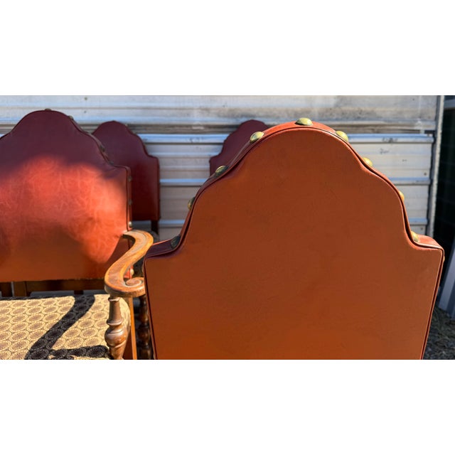 1940s 1940s Set of 6 Spanish Revival Dining Chairs Including One Armchair (Host Chair) For Sale - Image 5 of 11