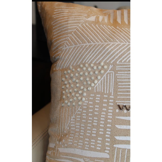 Modern Natural Velvet Embroidered Pillows For Sale - Image 3 of 5