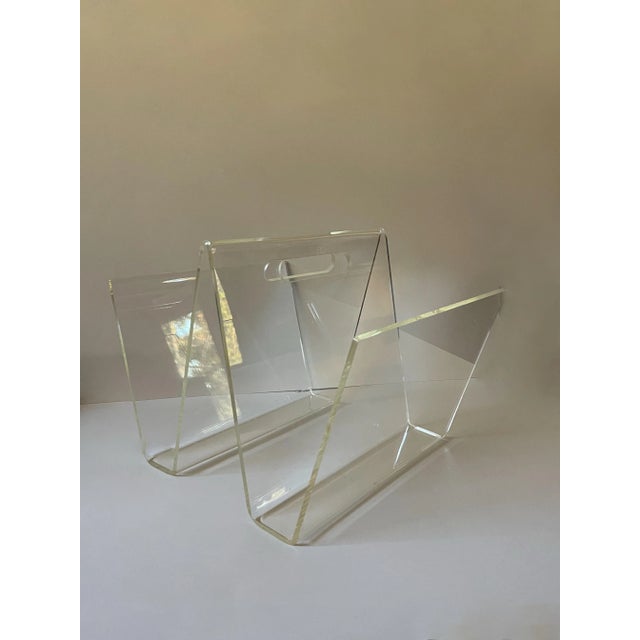 1970’s Clear Lucite Magazine Rack For Sale - Image 10 of 12