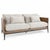 Unique modern sofa with handsome salvaged pine wood frame. Hand hammered iron legs and ivory toned plush cushions. Full...