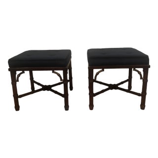 1960s Drexel Faux Bamboo Ottomans - a Pair For Sale