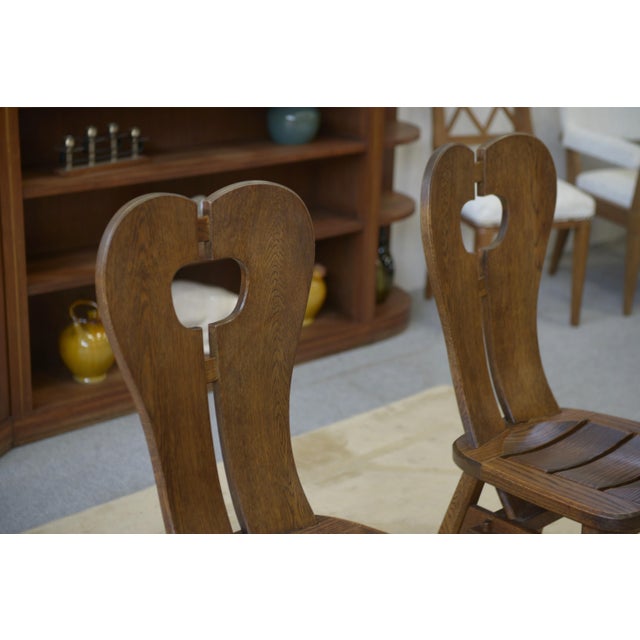 Brutalist Brutalist Oak Chairs by De Puydt, 1960s, Set of 2 For Sale - Image 3 of 9